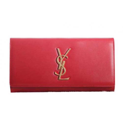 Saint Laurent Classic Monogramme Clutch Origineel Leer Y5486 Rood