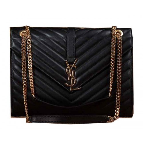 Saint Laurent Classic Monogramme Original Leather Flap Bag Y5480 Zwart