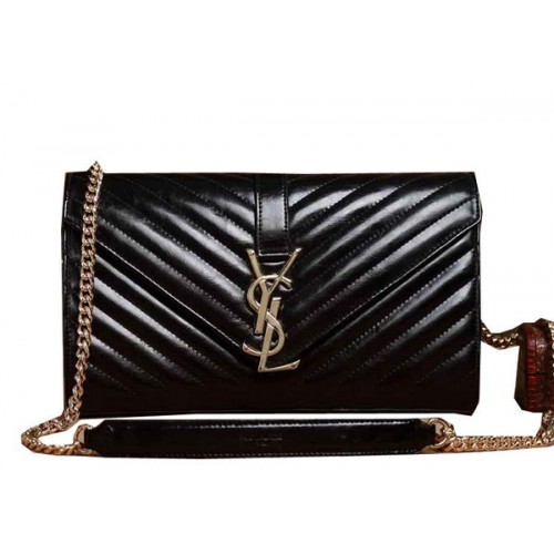 Saint Laurent Classic Monogramme Schapenvacht Leren Flap Bag Y5482 Zwart