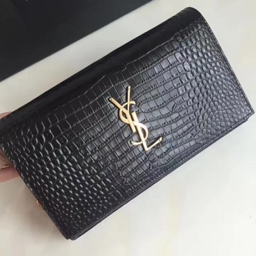Saint Laurent mini Croco lederen cross-body schoudertas 360458 zwart