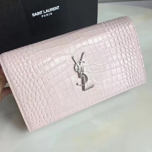 Saint Laurent mini Croco lederen cross-body schoudertas 360458 roze