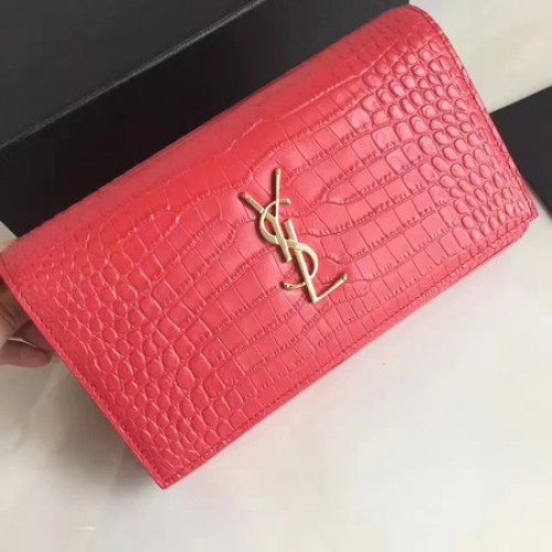 Saint Laurent mini Croco lederen crossbody schoudertas 360458 rood