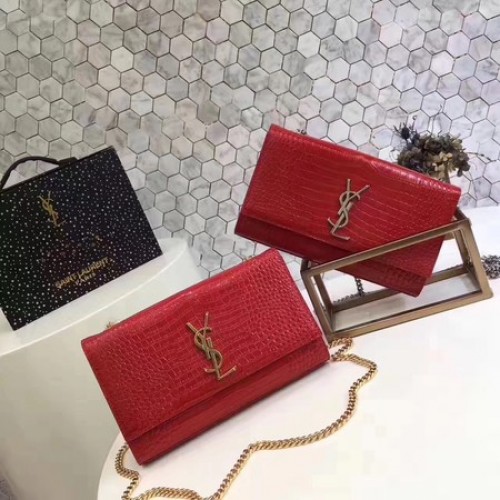 Saint Laurent mini Croco lederen crossbody schoudertas Y2811 rood
