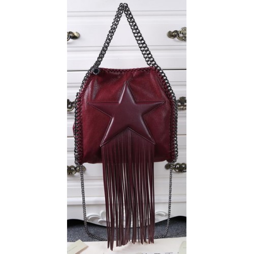 Stella McCartney Falabella mini-draagtas met franjes SM8865 Bourgondië