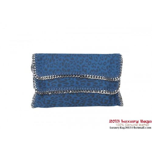 Stella McCartney Falabella Leopard PVC Fold Over Clutch 812L blauw