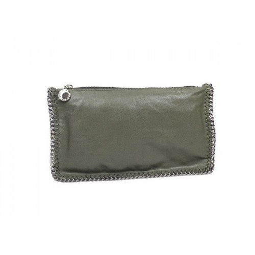 Stella McCartney Falabella PVC Fold Over Clutch 865 donkergroen