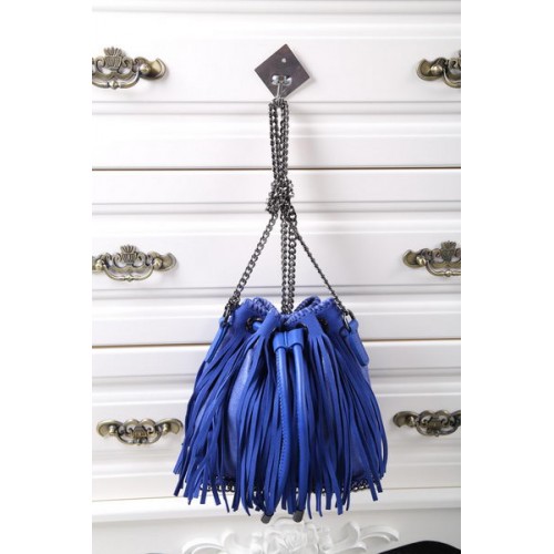 Stella McCartney Falabella Sun Bucket Bag met franjes SMC012 Royal