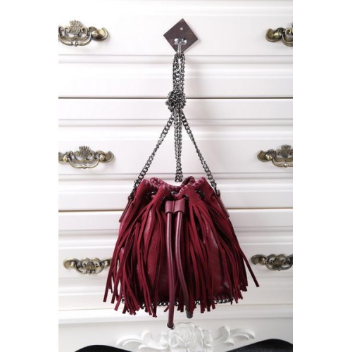 Stella McCartney Falabella Sun Bucket Bag met franjes SMC012 Wijn