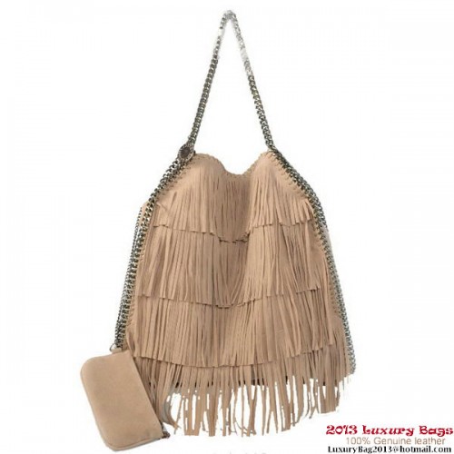 Stella McCartney Falabella Shaggy Tassels Fold Over Tote Bag Abrikoos