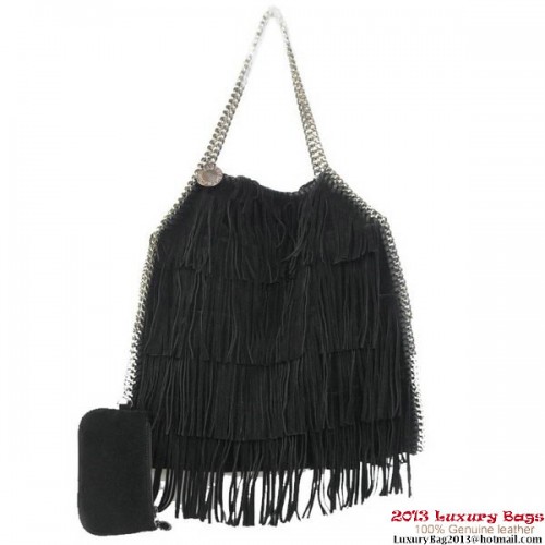 Stella McCartney Falabella Shaggy Tassels Fold Over Tote Bag Zwart