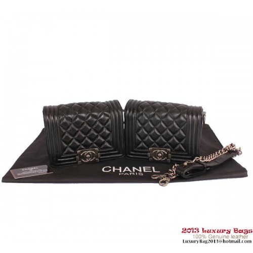 Twin Boy Chanel Flap Schoudertas Schapenleer A67078 Zwart