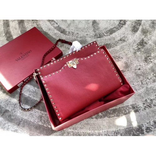 VALENTINO Candy Rockstud gewatteerde leren schoudertas 0650L rood