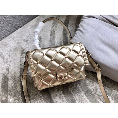VALENTINO Candy Rockstud gewatteerde leren schoudertas 6019 goud