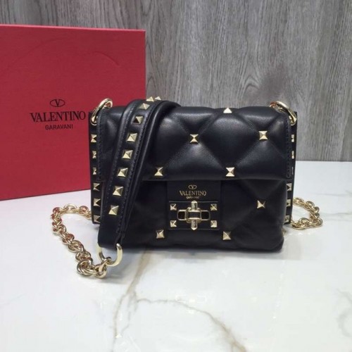 VALENTINO Candy gewatteerde leren schoudertas 0073 zwart