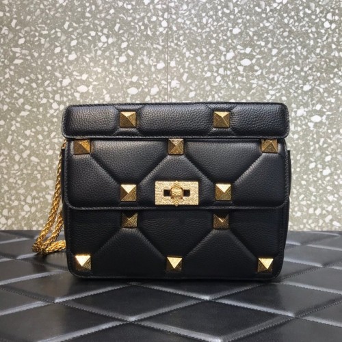 VALENTINO GARAVANI Schoudertas van generfd kalfsleer 2B0I59 zwart