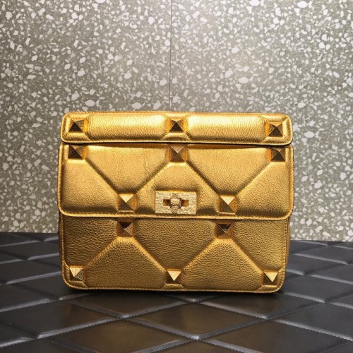 VALENTINO GARAVANI Schoudertas van generfd kalfsleer 2B0I60 goud