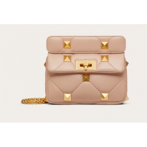 VALENTINO GARAVANI ROMAN STUD Kleine tas van schapenvacht 1W2B0L04 Crème abrikoos