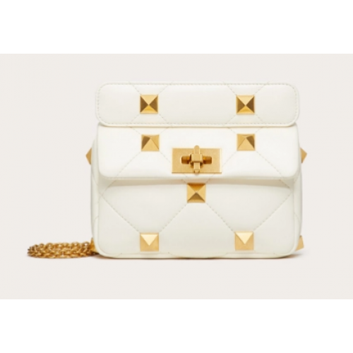 VALENTINO GARAVANI ROMAN STUD Kleine tas van schapenvacht 1W2B0L04 wit