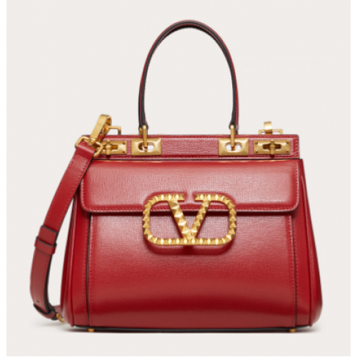 VALENTINO GARAVANI Rockstud Alcove Medium generfd kalfsleer 2B0J41 rood