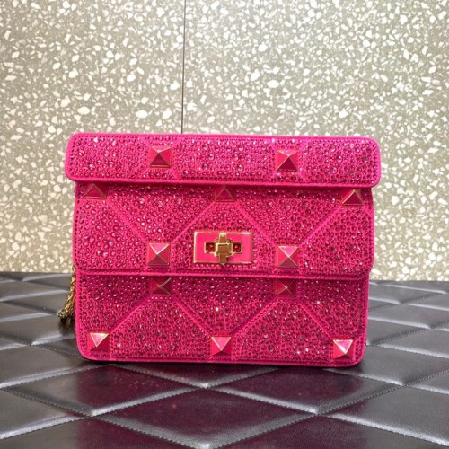 VALENTINO GARAVANI Roman Stud schoudertas van zacht schapenleer met ketting VW0B0I82 Pruim