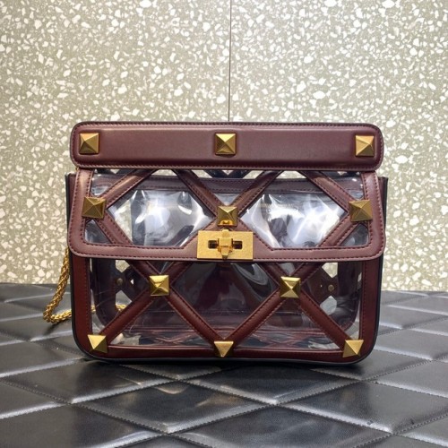 VALENTINO GARAVANI Roman Stud schoudertas van zacht schapenleer met ketting WW2B0I60B bruin