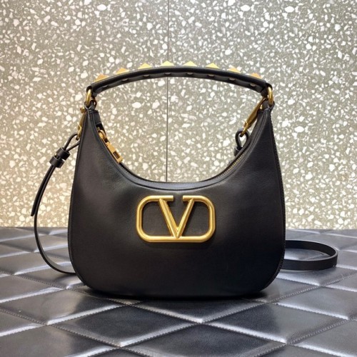VALENTINO GARAVANI STUD SIGN Hobo tas van kalfsleer 1W2B0K69 zwart