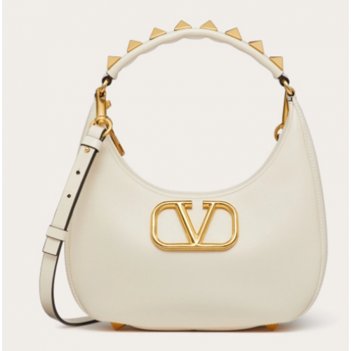 VALENTINO GARAVANI STUD SIGN Hobo tas kalfsleer 1W2B0K69 wit