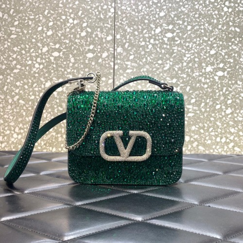 VALENTINO GARAVANI VSLING Mini-schoudertas met glanzende diamant XW20808 groen