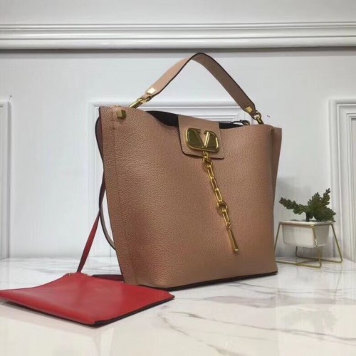 VALENTINO Originele Leren Tas V0008 Abrikoos