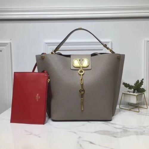 VALENTINO Originele Leren Tas V0008 Grijs
