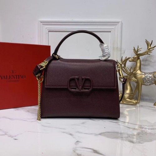 VALENTINO Originele leren Tote Bag V0025 Burgundy