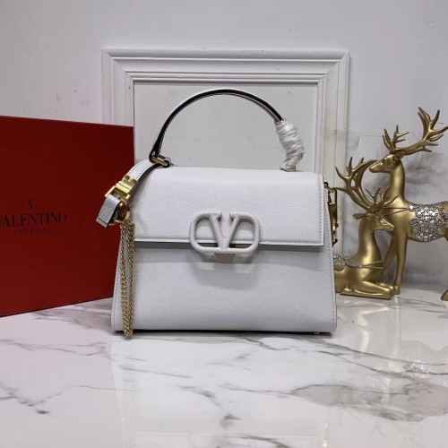 VALENTINO Originele leren Tote Bag V0025 wit