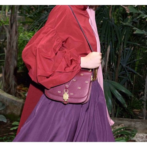 VALENTINO Originele leren schoudertas 0708 Burgundy