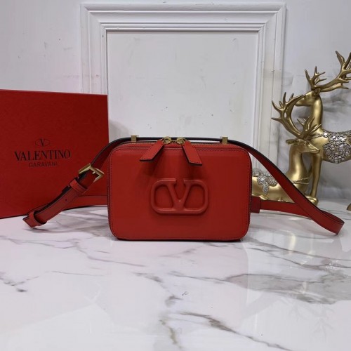 VALENTINO Originele leren schoudertas V0020 rood