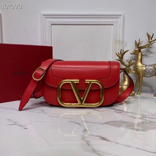 VALENTINO Originele leren schoudertas V0030 rood
