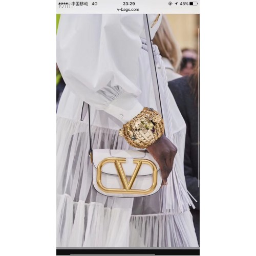 VALENTINO Originele leren schoudertas V0032 wit