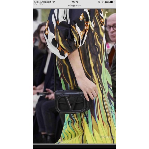 VALENTINO Originele leren schoudertas V0032A zwart