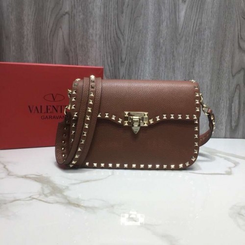 VALENTINO Rockstud generfd lederen koerier 0936B bruin