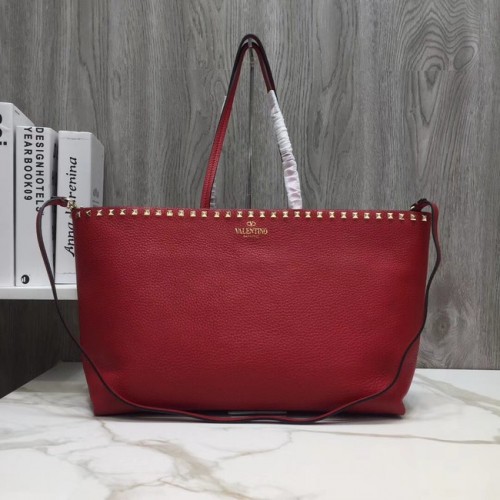 VALENTINO Rockstud shopper van generfd leer 93316 rood