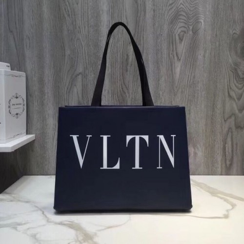 VALENTINO Rockstud shopper van generfd leer V2052 donkerblauw