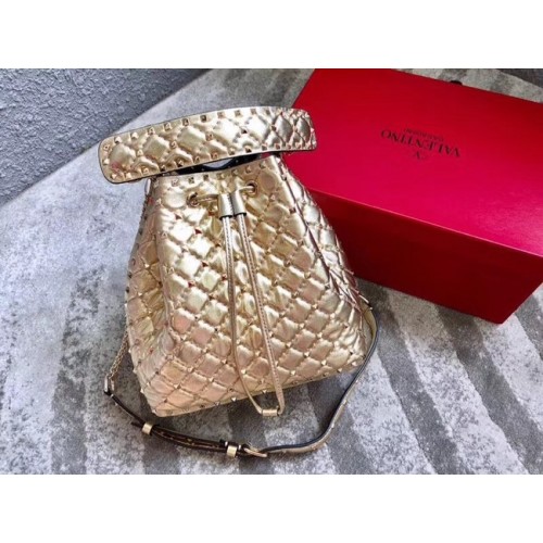 VALENTINO Rockstud leren bucket bag 0059L goud