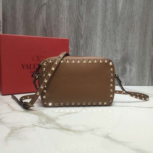 VALENTINO Rockstud leren camera schoudertas 2855 bruin