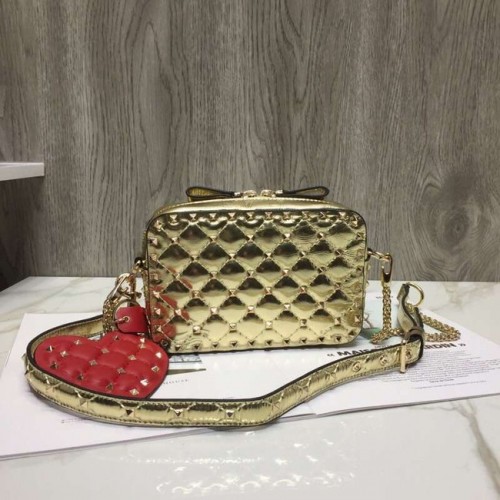 VALENTINO Rockstud leren crossbody cameratas 57367 goud