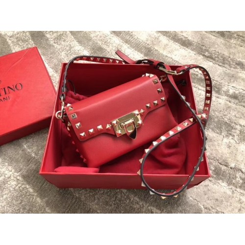 VALENTINO Rockstud leren schoudertas 04235 rood
