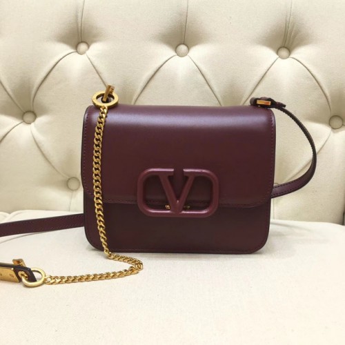 VALENTINO VLOCK Originele leren schoudertas 0906 Burgundy