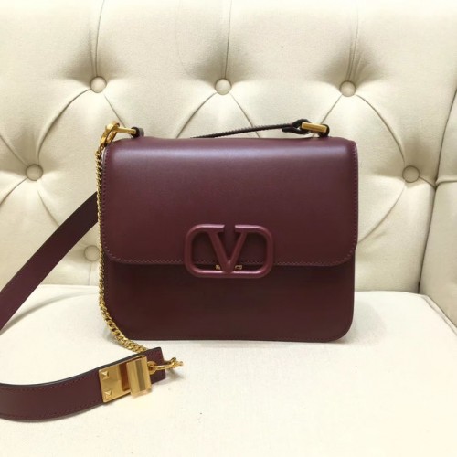 VALENTINO VLOCK Originele leren schoudertas 0908 Burgundy