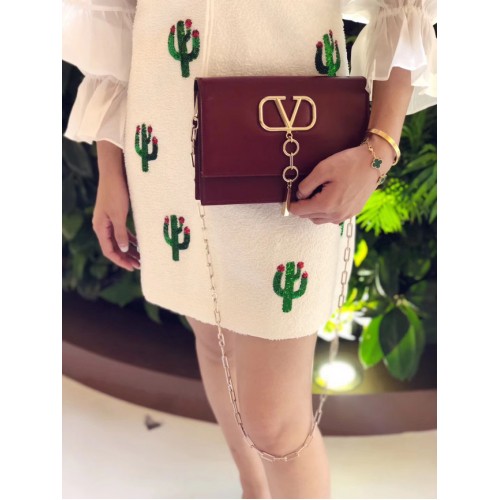 VALENTINO VLOCK Originele leren schoudertas 0910 Burgundy