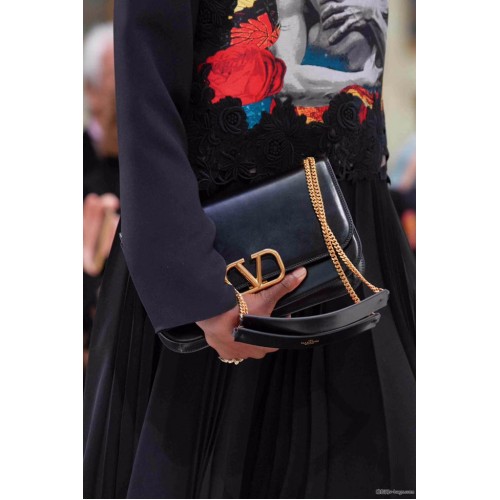 VALENTINO VLOCK Originele leren schoudertas 2323 zwart