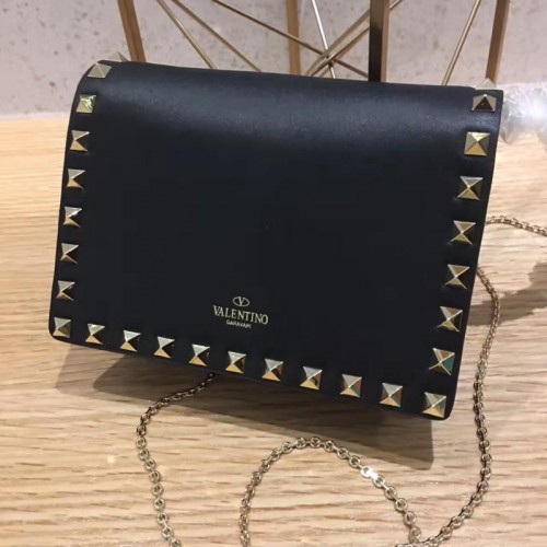 Valentino Garavani Rockstud leren clutch 01327 zwart