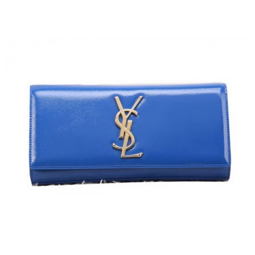 YSL Classic monogram handtas lakleer Y8909 blauw